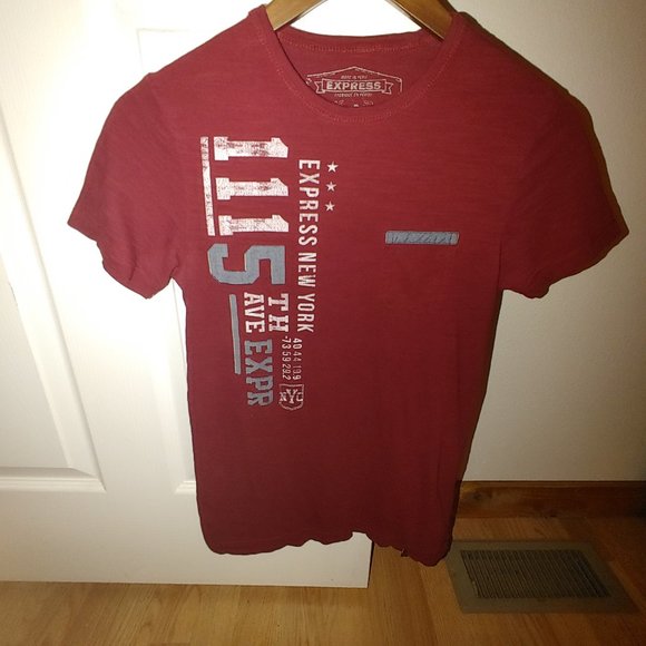 Old School Express Men's Dark Red/Burgundy Pocket T-Shirt XXS - Picture 1 of 4